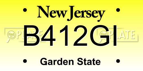 B412GI New Jersey License Plate