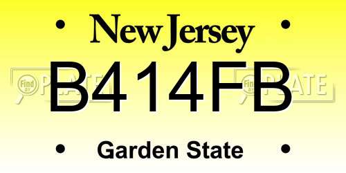 B414FB New Jersey License Plate