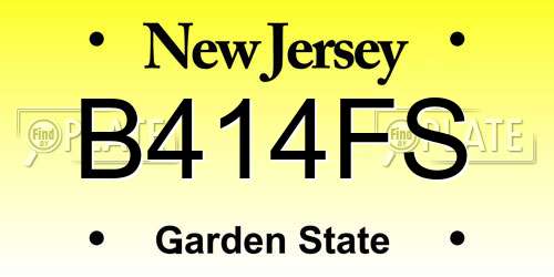 B414FS New Jersey License Plate