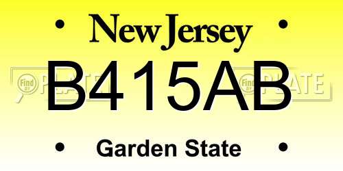 B415AB New Jersey License Plate