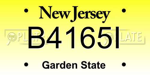 B4165I New Jersey License Plate