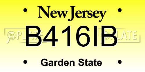 B416IB New Jersey License Plate
