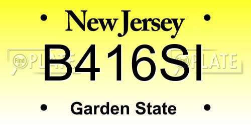 B416SI New Jersey License Plate