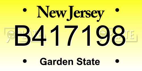 B417198 New Jersey License Plate