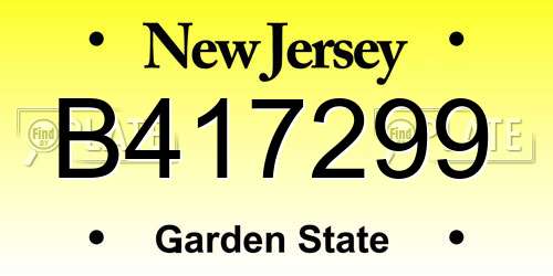 B417299 New Jersey License Plate