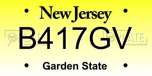 B417GV New Jersey License Plate