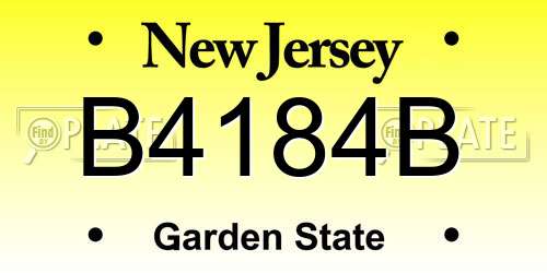 B4184B New Jersey License Plate