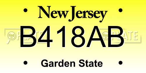 B418AB New Jersey License Plate