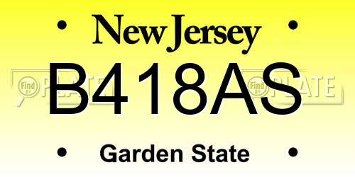 B418AS New Jersey License Plate