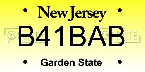 B41BAB New Jersey License Plate