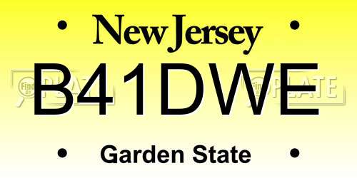 B41DWE New Jersey License Plate