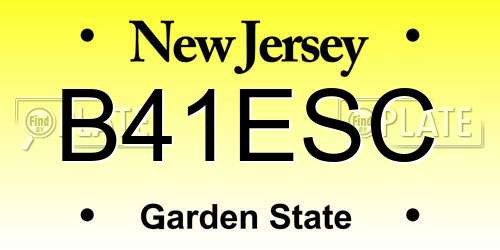 B41ESC New Jersey License Plate