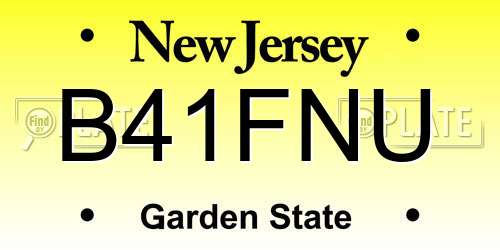 B41FNU New Jersey License Plate