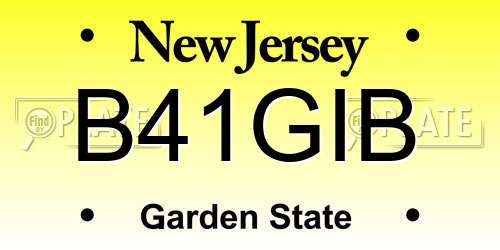 B41GIB New Jersey License Plate