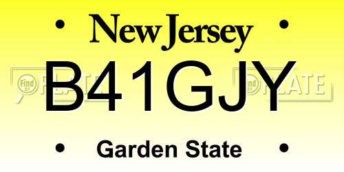B41GJY New Jersey License Plate