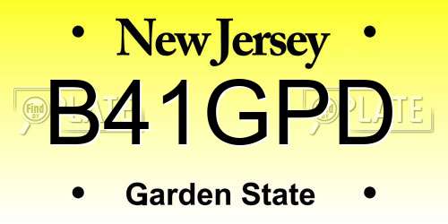 B41GPD New Jersey License Plate