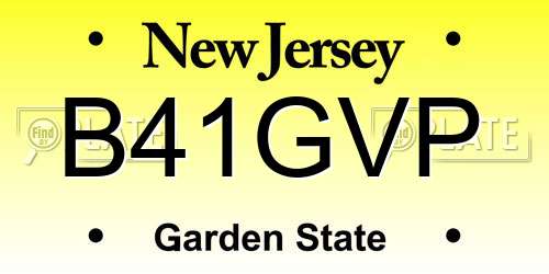 B41GVP New Jersey License Plate