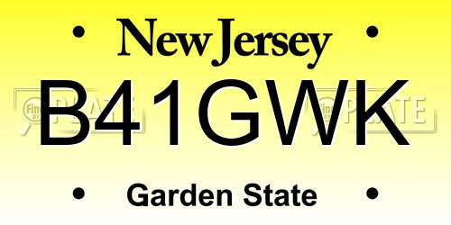 B41GWK New Jersey License Plate