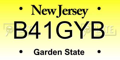 B41GYB New Jersey License Plate