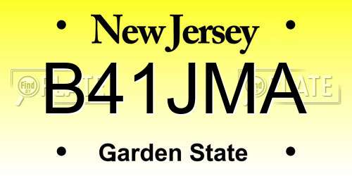 B41JMA New Jersey License Plate