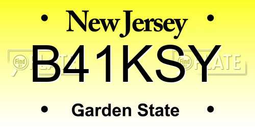 B41KSY New Jersey License Plate