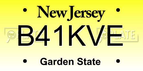 B41KVE New Jersey License Plate