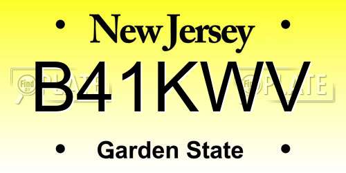 B41KWV New Jersey License Plate