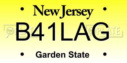 B41LAG New Jersey License Plate