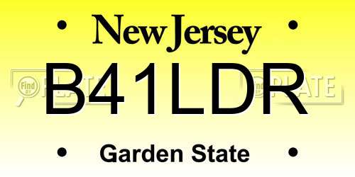 B41LDR New Jersey License Plate