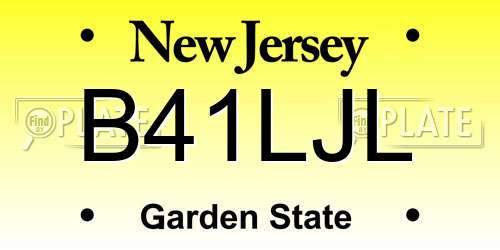 B41LJL New Jersey License Plate