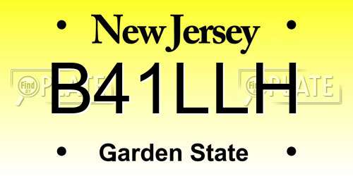 B41LLH New Jersey License Plate