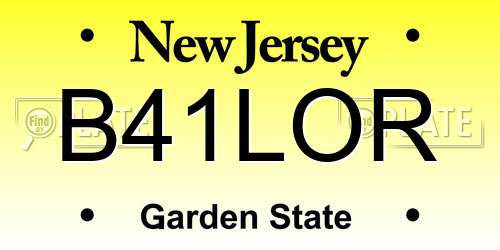 B41LOR New Jersey License Plate
