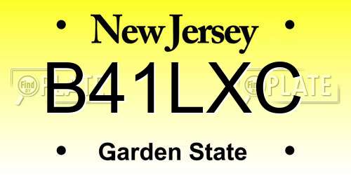 B41LXC New Jersey License Plate