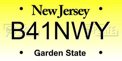 B41NWY New Jersey License Plate