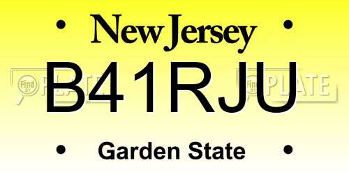B41RJU New Jersey License Plate