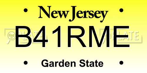 B41RME New Jersey License Plate