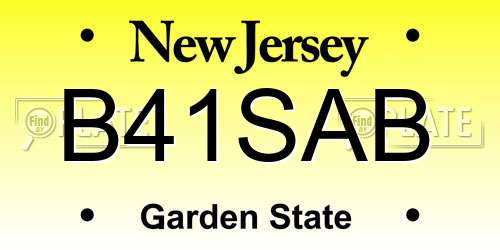 B41SAB New Jersey License Plate