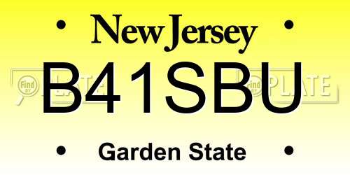 B41SBU New Jersey License Plate