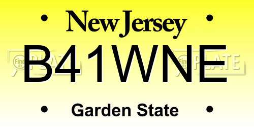B41WNE New Jersey License Plate