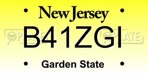 B41ZGI New Jersey License Plate