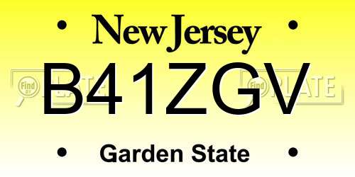 B41ZGV New Jersey License Plate
