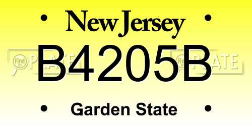 B4205B New Jersey License Plate