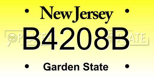 B4208B New Jersey License Plate