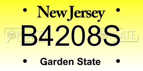 B4208S New Jersey License Plate