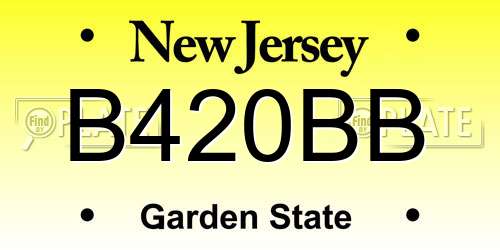 B420BB New Jersey License Plate