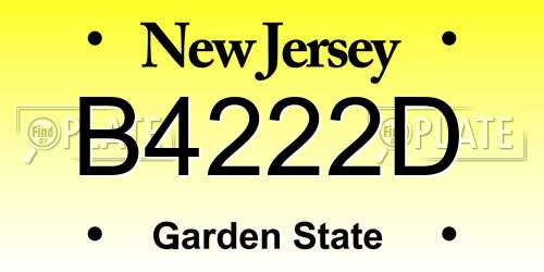 B4222D New Jersey License Plate