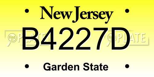 B4227D New Jersey License Plate