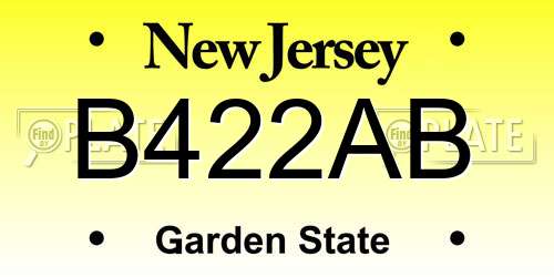 B422AB New Jersey License Plate