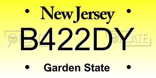 B422DY New Jersey License Plate