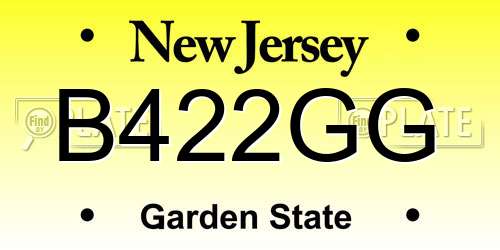 B422GG New Jersey License Plate